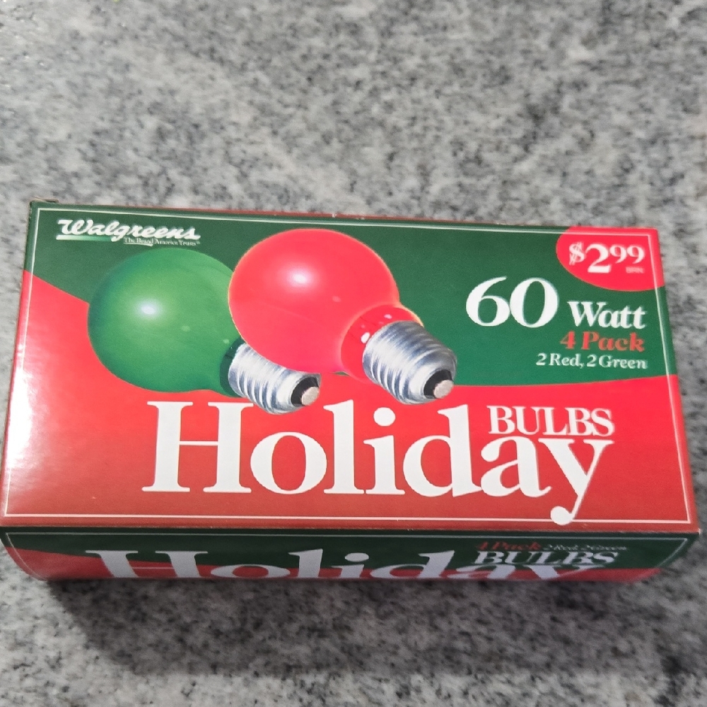 Vintage Walgreens Incandescent Red & Green Holiday Light Bulbs 4 Pack